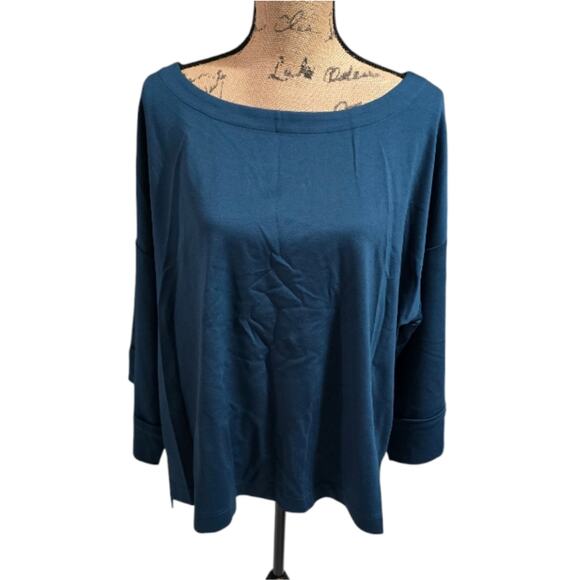Ann Taylor Comfy Casual Comfy‎ Teal Blue 3/4 Sleeve Top Blouse Size XL NEW - Picture 1 of 5